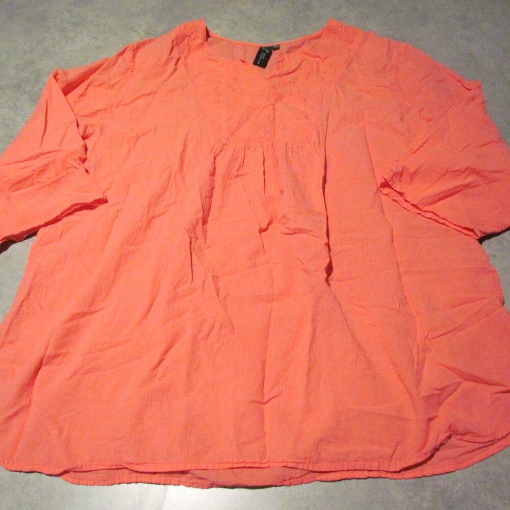 Focus Casual Life Blouse shirt Womens Extra Large salmon pink 3/4 sleeve